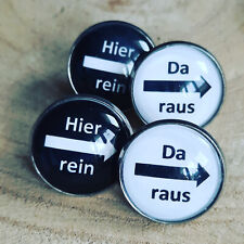 Cabochon Ohrstecker hier rein da raus schwarz weiß aus Silber oder Edelstahl