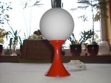 Kugellampe Glas weiß Tulpenfuß rot Space Age Panton Ära 70er Jahre Tischlampe
