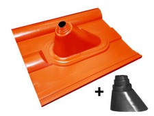 Dachziegel Dachabdeckung Frankfurter Pfanne +Manschette 32-60mm für SAT Mast ROT