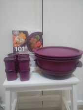 Tupperware MicroGourmet 101° Dampfgarer lila + Rezeptbuch + 8 Förmchen