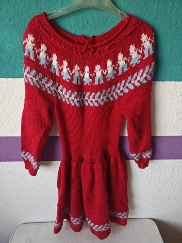 Mädchen strickkleid rot blau - mädchen, rot/blau