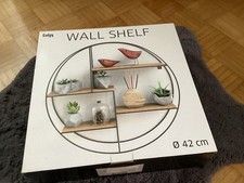 Wandregal Gadgч WALL SHELF NEU Echtes Paulownia Holz und dicken Metallrahmen