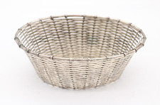 Gewebter Korb Brotkorb Flechtkorb aus Metall Vintage alt Ø 20 x 16 cm