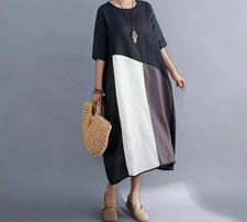 Damen schwarz Kunst Leinen