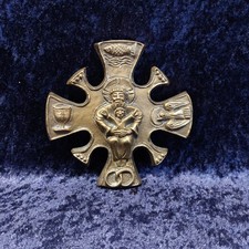 Bronze-Kreuz, signiert, Bronzekreuz / Sakramente, 11,5 x 11,5cm, aus Nachlass 