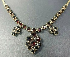 ELEGANTES ANTIKES 34 x GRANATSTEINE COLLIER - VERGOLDET!!!