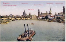 AK Dresden mit Dampfer in Farbe - REPRO ! - NEU und unbenutzt
