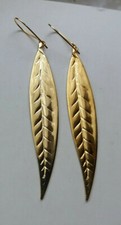 Schöne - GOLDFEDER - Ohrringe - Feder - Blatt - Gold farben - ca. 7,5 cm lang