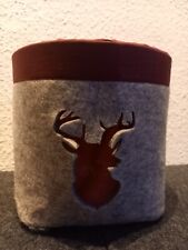 Utensilio, Aufbewahrungskorb rund Filz/Stoff grau/rot