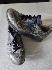 Damen Halbschuhe Schnürer Semler Leoprint Stern Leder Gr. 37,5 (4 1/2)