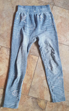 Damen/Mädchen Leggings Hose/Gr.: L / blau mit Motiv/ langes Bein / Dehnbund