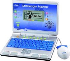 VTech Challenger Laptop, blau, Kinderlaptop mit Wortschatz, Mathe Französisch lernen