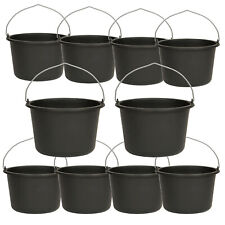 10x Baueimer Profi- Line Eimer Maurereimer mit Griff Mörteleimer schwarz 12 L 