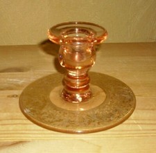  1 zauberhafter Kerzenleuchter Rosa Glas mit Golddekor