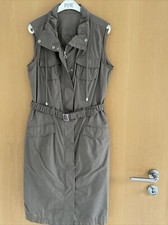 Luisa Cerano Kleid Sommer ärmellos geknöpft Taschen gerafft Gürtel Baumwolle 38