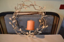 Kranz Metall Blätter mit Kunstbeeren, ca. 44cm DM, Deko Wandhänger