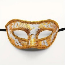 weiss gold Maske Venezianische Style Fasching Kostüm in Einheitsgröße