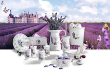 LANDHAUS BADSET LAVENDEL BADEZIMMER ZUBEHÖR SET SEIFENSPENDER WC BÜRSTE 