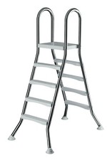 Edelstahlleiter Poolleiter  4 + 4 stufig mit Plattform 125cm Edelstahl Leiter