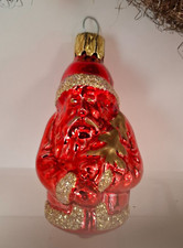 Weihnachtsschmuck, Glas,  WEIHNACHTSMANN, rot mit goldener Tanne, ca. 85 mm