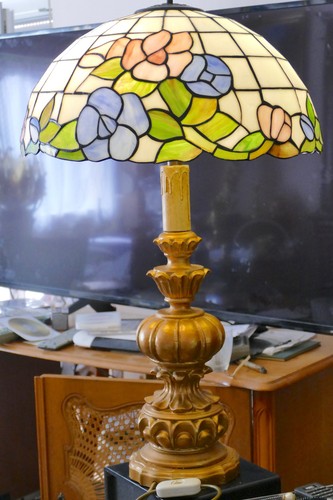 Holz standlampe gedrechselt - holz,