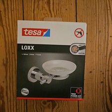 tesa LOXX Seifenablage ohne Bohren, verchromt, satiniertes Glas