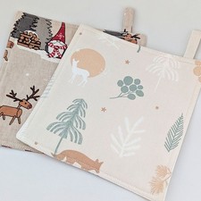 Weihnachts-Topflappen als 2er Set - Wichtel und Waldtiere als Untersetzer
