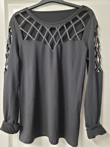 Langarmshirt schwarz mit - m,