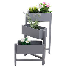 B-Ware Pflanzregal T275, Standregal Blumenständer, Holz Shabby-Look grau-blau