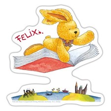 Felix Der Hase Fliegendes Buch In Der Luft Aufkleber Sticker, max. 10 x 10 cm