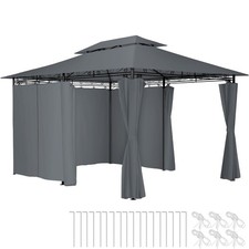 Luxus Garten Pavillon Emine 4x3m mit 6 Seitenteilen Partyzelt anthrazit B-Ware