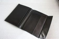 Dokumentenmappe echtes Leder DIN A 6 Postkartengröße schwarz Brieftasche edel
