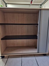 Aktenschrank mit Querroladen Dekor Ahorn - Rollo silber (Rollbar)