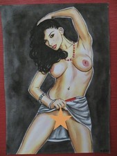 Original Aquarell , Akt, erotische Zeichnung, nude painting, femme nu, A4
