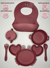 Baby Geschirrset mit Saugnapf Silikon BPA-Frei 6 Tlg. Essen Set Junge & Mädchen