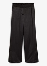 Satin-Palazzohose Gr. 42 Schwarz Damen Hose Freizeit-Pants Neu