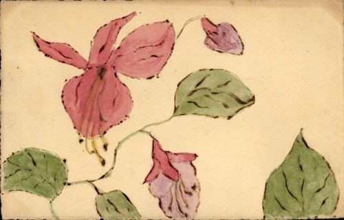 Handgemalt fuchsien blumen - ak, fuchsien,