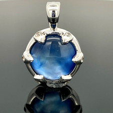 CLIP-ANHÄNGER 925/-SILBER RHOD. MIT BK/ PERLMUTT-DUBL. BEH. & ZIRKON SCHMUCKJAGD