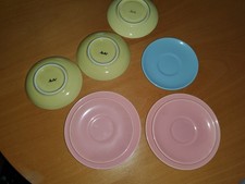 Melitta Kinderservice 50/60er Jahre  Ersatzteller gelb/hellblau und rosa 