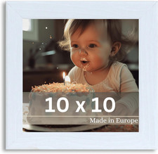 Weißer Bilderrahmen 10x10 cm Modern Holzrahmen Quadrat Foto