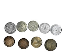 Neun alte Münzen,US Cent