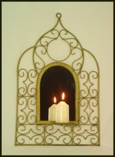 Spiegel Orient Wandspiegel mit Kerzenhalter klappbar goldfarben 50 cm ho. *NEU*