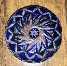 Kristallschale Kobaltblau Überfang Schleuderstern 