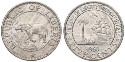 Republic liberia 5 cents - of,