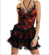 Rüschen-Volant-Minikleid Partykleid Rot-Schwarz Gr.38 NEU