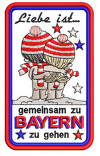 Emblem Stickemblem Aufnäher Patch "Liebe ist... Bayern", 10x6 cm