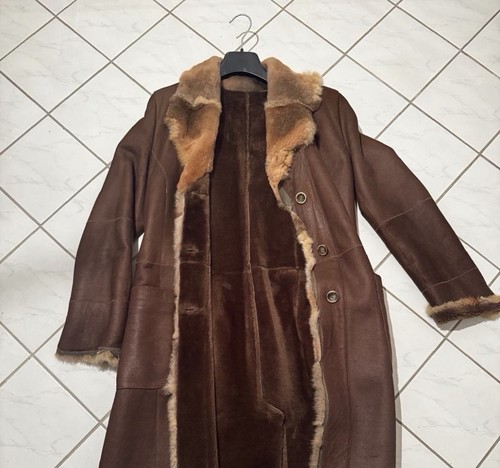 Langer lammfell leder mantel - lammfell-leder,