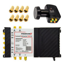 PremiumX PXMS 5/4 Multischalter SET HDTV SatTV LNB Quattro Digital 4 Teilnehmer