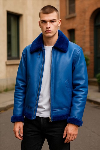 Herren blau shearling - herren,