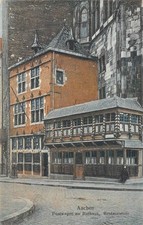 Aachen - Postwagen am Rathaus,Restauration gel.1913